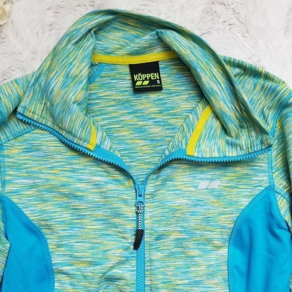 Kppen Blue Yellow Heather Solid Panel Full Zip S - image 3